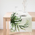 Yeşil Tropik Yaprak Motifli Dijital Baskılı Modern Runner Realhomes