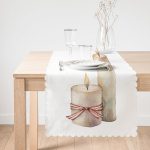 - Runner-10063-1 - Realhomes Özel Tasarım Mum Motifli Dijital Baskılı Dekoratif Runner Realhomes