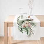 - Runner-10067-1 - Realhomes  Tropik Yaprak Tasarımlı Dijital Baskılı Dekoratif Runner Realhomes