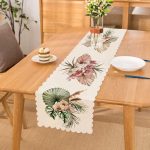 - Runner-10067 - Realhomes  Tropik Yaprak Tasarımlı Dijital Baskılı Dekoratif Runner Realhomes