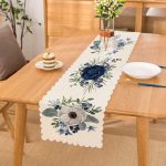 - Runner-10071 - Realhomes Pastel Mavi Gül Desenli Dijital Baskılı Dekoratif Runner Realhomes