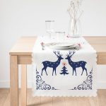 Mery Christmas Geyik Tasarımlı Dijital Baskılı Dekoratif Runner Realhomes