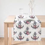 - Runner-10080-1 - Realhomes Beyaz Zemin Çapa Motifli Dijital Baskılı Modern Runner Realhomes