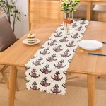 - Runner-10080 - Realhomes Beyaz Zemin Çapa Motifli Dijital Baskılı Modern Runner Realhomes