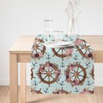 - Runner-10083-1 - Realhomes Mint Yeşili Zeminli Dümen Tasarımlı Dijital Baskılı Dekoratif Runner Realhomes