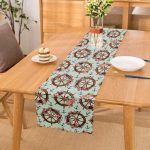 - Runner-10083 - Realhomes Mint Yeşili Zeminli Dümen Tasarımlı Dijital Baskılı Dekoratif Runner Realhomes