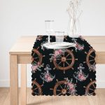 - Runner-10084-1 - Realhomes Siyah Zemin Çapa & Dümen Tasarımlı Dijital Baskılı Modern Runner Realhomes