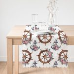 - Runner-10085-1 - Realhomes Beyaz Zemin Çapa & Dümen Tasarımlı Dijital Baskılı Dekoratif Runner Realhomes