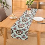 - Runner-10086 - Realhomes Mavi Çizgili Çapa & Dümen Motifli Dijital Baskılı Modern Runner Realhomes