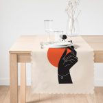 - Runner-10093-1 - Realhomes Sanatsal Yeşeren Çiçek Tasarımlı Dijital Baskılı Dekoratif Runner Realhomes