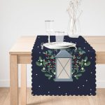 Lacivert Zeminli Özel Tasarımlı Dijital Baskılı Dekoratif Runner Realhomes