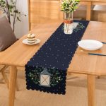 Lacivert Zeminli Özel Tasarımlı Dijital Baskılı Dekoratif Runner Realhomes