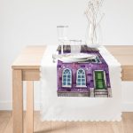 Minyatür Mor Ev Çizimli Dijital Baskılı Modern Runner Realhomes