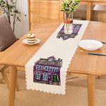 Minyatür Mor Ev Çizimli Dijital Baskılı Modern Runner Realhomes