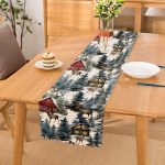 - Runner-10123 - Realhomes  Bağ Evi Tasarımlı Kış Temalı Dijital Baskılı Dekoratif Runner Realhomes