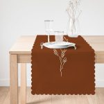 - Runner-10124-1 - Realhomes  Kahve Zemin Minimalist Çizimli Dijital Baskılı Modern Runner Realhomes