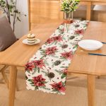 - Runner-10134 - Realhomes Kırmızı Gül & Kozalak Tasarımlı Dijital Baskılı Modern Runner Realhomes