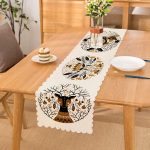 Çini Çizimli Guguklu Saat Motifli Dijital Baskılı Dekoratif Runner Realhomes