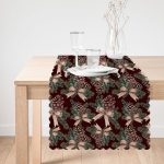 - Runner-10180-1 - Realhomes Kahve Zemin Kozalak Tasarımlı Dijital Baskılı Dekoratif Runner Realhomes