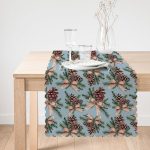 Mavi Zemin Kozalak Tasarımlı Dijital Baskılı Modern Runner Realhomes