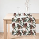 Özel Tasarım Kozalak Tasarımlı Dijital Baskılı Dekoratif Runner Realhomes