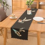 - Runner-10186 - Realhomes Mavi & Sarı Tüy Motifli Dijital Baskılı Dekoratif Runner Realhomes