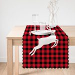 - Runner-10196-1 - Realhomes Ekose Zemin Geyik Tasarımlı Dijital Baskılı Dekoratif Runner Realhomes