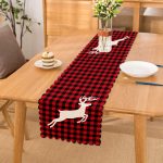 - Runner-10196 - Realhomes Ekose Zemin Geyik Tasarımlı Dijital Baskılı Dekoratif Runner Realhomes