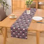 - Runner-10217 - Realhomes Açık Mor Zeminli Kaktüs Tasarımlı Dijital Baskılı Modern Runner Realhomes