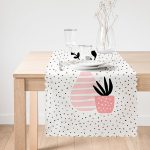 - Runner-10225-1 - Realhomes Krem Kumlama Zemin Vazo Desenli Dijital Baskılı Modern Runner Realhomes