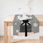 - Runner-10248-1 - Realhomes Gri Kar Taneli Zemin Hediye Paketleri Desenli Dijital Baskılı Dekoratif Runner Realhomes