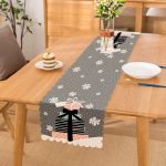 - Runner-10248 - Realhomes Gri Kar Taneli Zemin Hediye Paketleri Desenli Dijital Baskılı Dekoratif Runner Realhomes