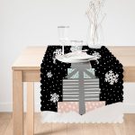 Siyah Kar Taneli Zemin Hediye Paketleri Desenli Dijital Baskılı Modern Runner Realhomes