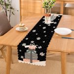 Siyah Kar Taneli Zemin Hediye Paketleri Desenli Dijital Baskılı Modern Runner Realhomes