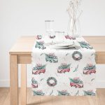 Christmas Temalı Araba Tasarımlı Dijital Baskılı Dekoratif Runner Realhomes