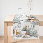 - Runner-10369-1 - Realhomes Kış Temalı Bağ Evi & Geyik Tasarımlı Dijital Baskılı Modern Runner Realhomes