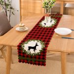 Ekose Zemin Çelenkli Geyik Motifli Dijital Baskılı Modern Runner Realhomes