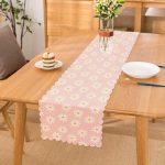 - Runner-10376 - Realhomes Pembe Zemin Papatya Tasarımlı Dijital Baskılı Dekoratif Runner Realhomes