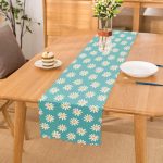 Mavi Zemin Papatya Çizimli Dijital Baskılı Modern Runner Realhomes