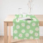 - Runner-10379-1 - Realhomes Yeşil Zemin Papatya Özel Tasarımlı Dijital Baskılı Modern Runner Realhomes