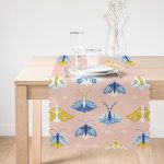 Pembe Zemin Renkli Kelebekler Özel Tasarım Dijital Baskılı Modern Runner Realhomes