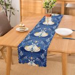 Mavi Zemin Kelebek & Çiçekli Özel Tasarım Dijital Baskılı Modern Runner Realhomes