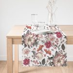 - Runner-10412-1 - Realhomes  Papatya & Gül Tasarımlı Dijital Baskılı Dekoratif Runner Realhomes