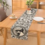 - Runner-10424 - Realhomes Karakalem Çiçek & Portre Desenli Dijital Baskılı Dekoratif Runner Realhomes