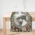 - Runner-10428-1 - Realhomes Renkli Gül & Portre Motifli Dijital Baskılı Dekoratif Runner Realhomes