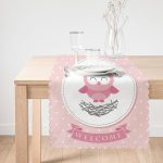 - Runner-114-1 - Realhomes Sevimli Baykuş Dijital Baskılı Dekoratif Runner Realhomes