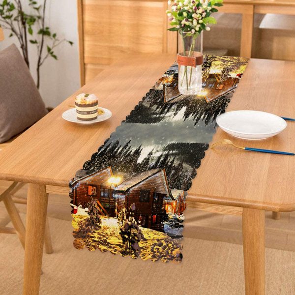 - Runner-1536 - Realhomes  Kış Manzarası Otantik Temalı Dijital Baskılı Dekoratif Runner Realhomes