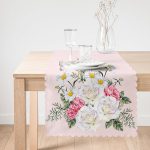 - Runner-158-1-1 - Realhomes Çiçek Desenli Dijital Baskılı Dekoratif Runner Realhomes