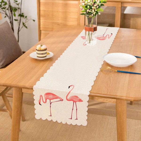 - Runner-2010 - Realhomes  Pembe Flamingo Desenli Dijital Baskılı Runner Realhomes