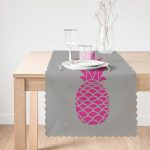 - Runner-2016-1 - Realhomes Gri Zemin Ananas Baskılı Dijital Runner Realhomes